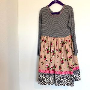 Girls casual multi fabric dress